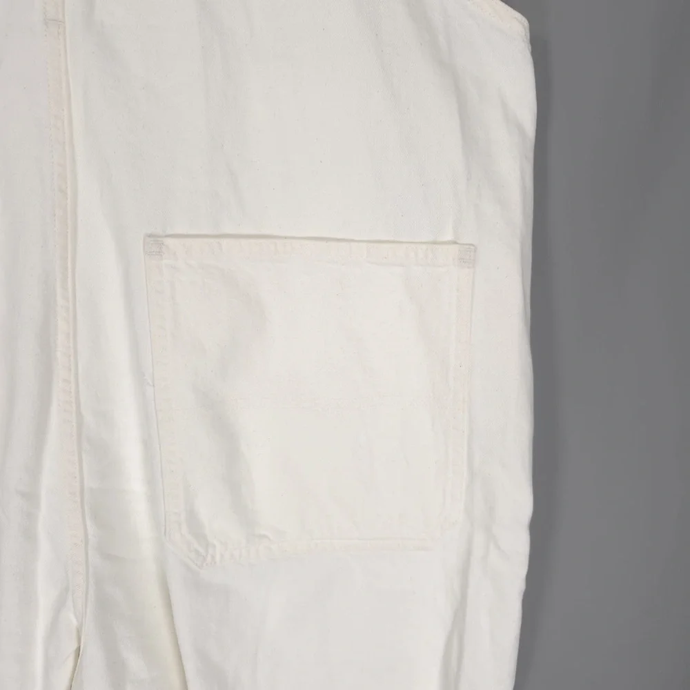 NWT MADEWELL Women’s Denim Oversized Carpenter Shortalls Raw Hem Tile‎ White XXL